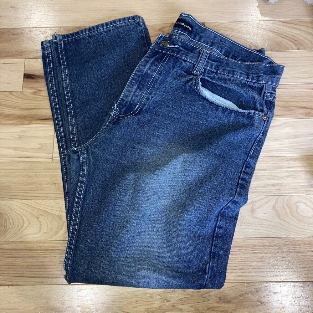 Swiss Cross Men's Jeans Straight Leg Size 38x32 Blue Denim